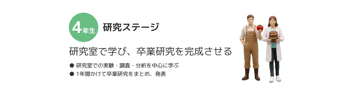 4年研究ステージ研究室で学び、卒業研究を完成させる